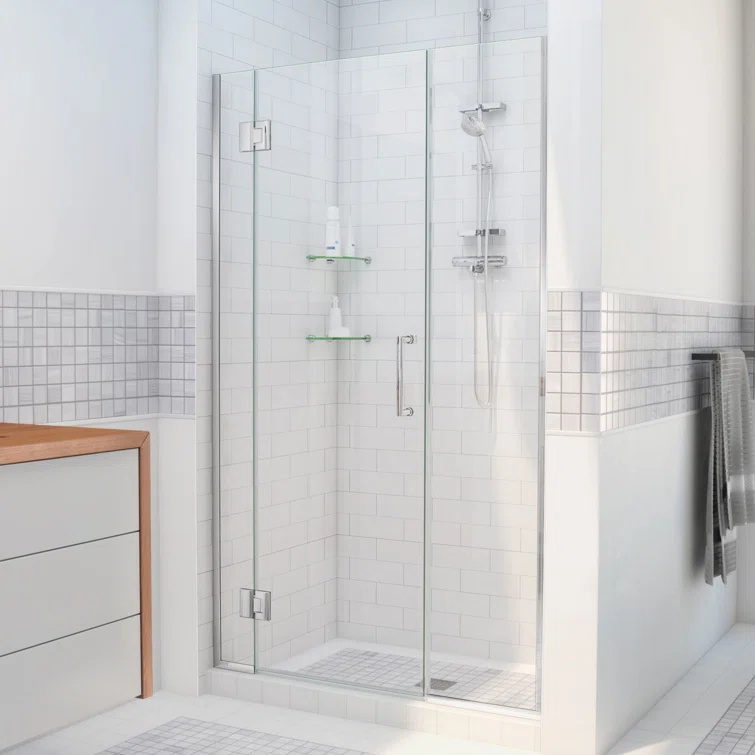 Unidoor-X 55.5" W x 72" H Frameless Shower Door with Fixed Panel