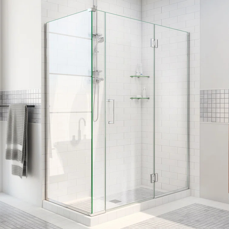 Unidoor-X 57.5" W x 34.38" D x 72" H Frameless Rectangle Shower Enclosure