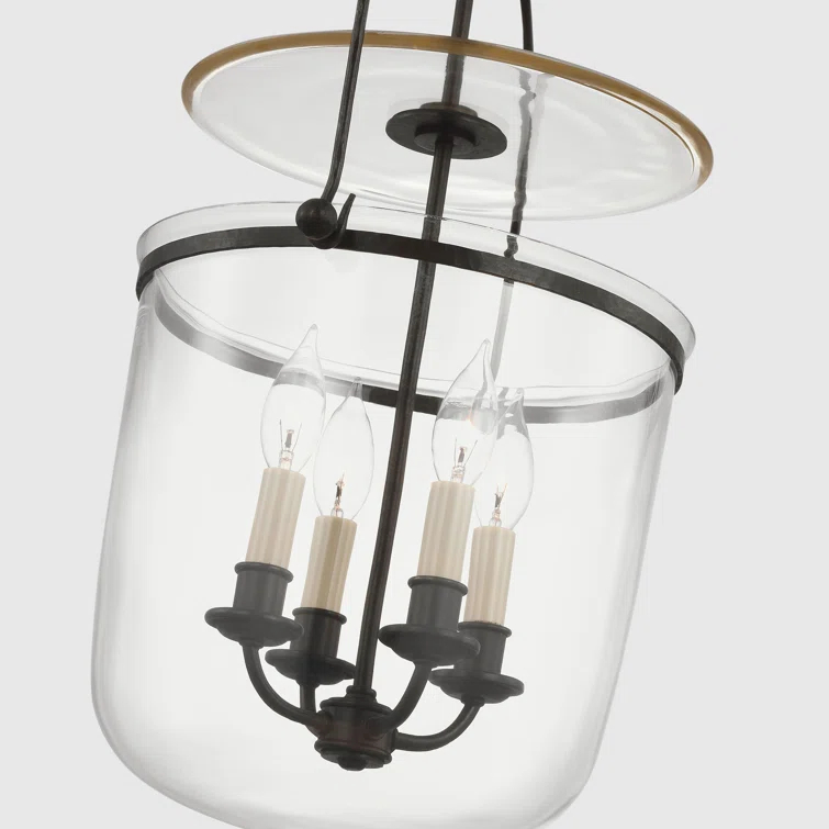 Lorford Aged Iron 24" Glass 4-Light Chandelier