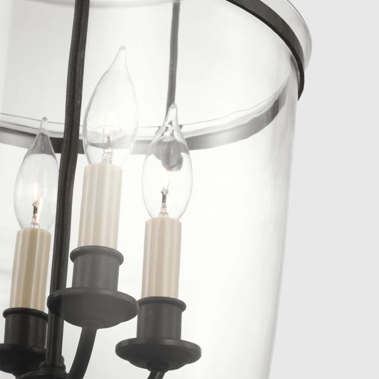 Lorford Aged Iron 24" Glass 4-Light Chandelier