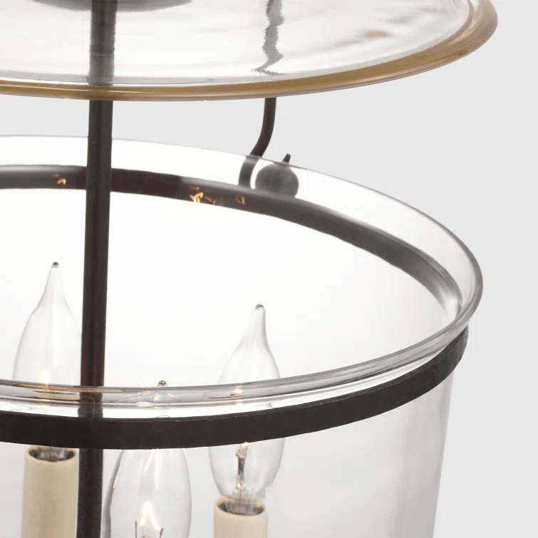 Lorford Aged Iron 24" Glass 4-Light Chandelier