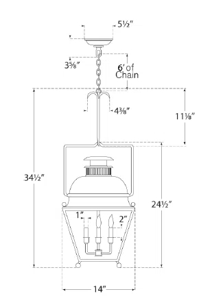 Old White Glass Four Light Lantern Pendant