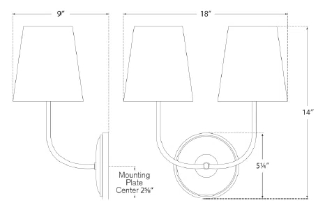 Vendome Bronze 2-Light Fabric Shade Sconce