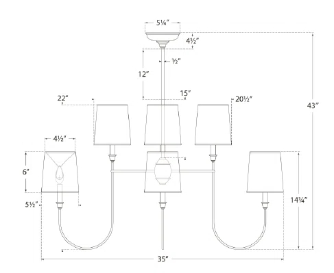 Hand-Rubbed Antique Brass 8-Light Chandelier with Shades