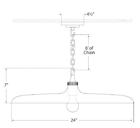 Polished Nickel and Black 24" LED Indoor/Outdoor Pendant Light