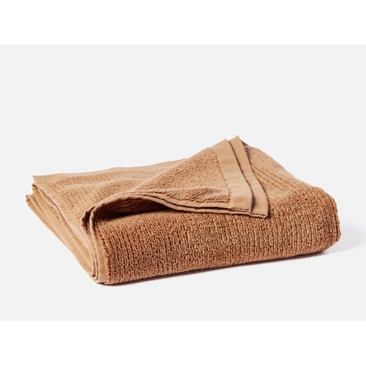 Coyuchi Natural 100% Cotton Ribbed Bath Towel