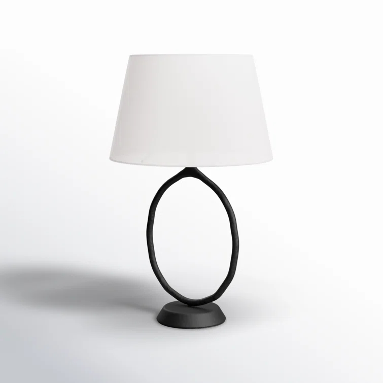 Aged Iron Adjustable Table Lamp with White Linen Shade