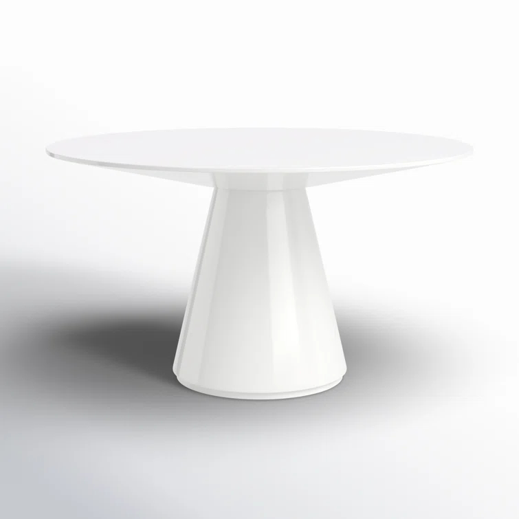 Contemporary 54" Round White Walnut Dining Table for Six