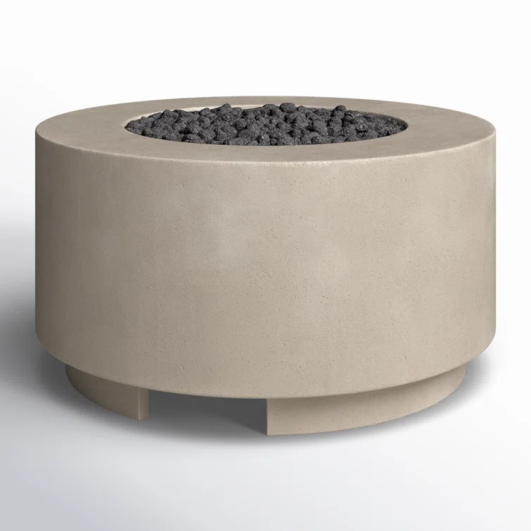 Damian Pewter Concrete Gas Fire Pit Table