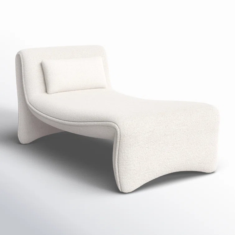 White Handcrafted Metal Chaise Lounge with Pillow