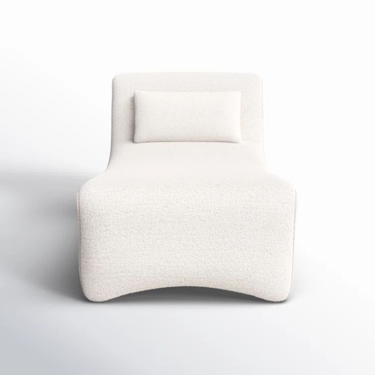 White Handcrafted Metal Chaise Lounge with Pillow