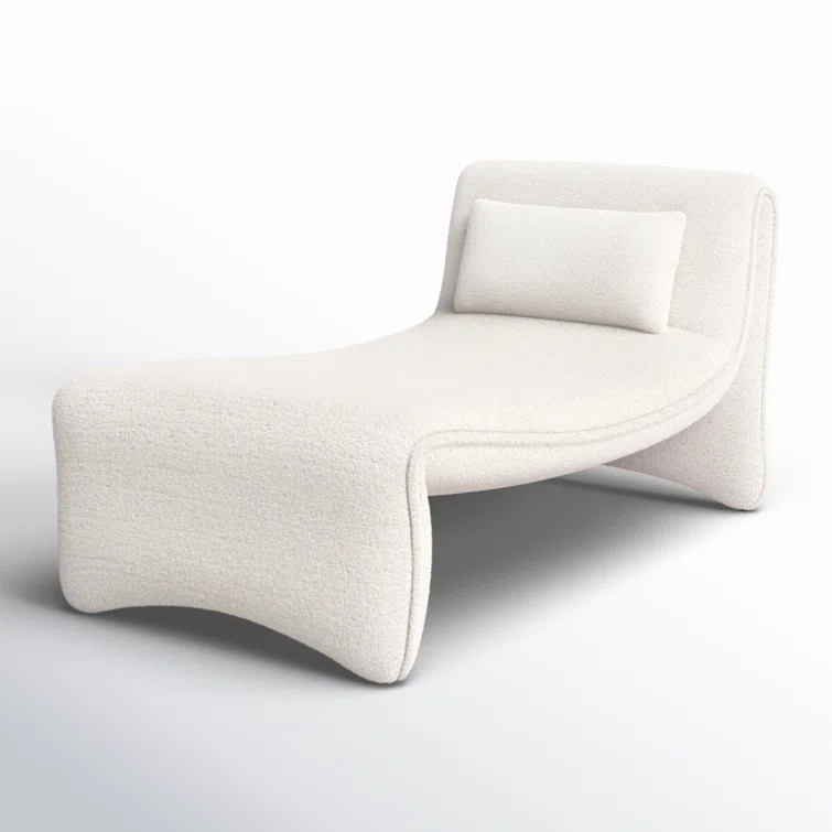 White Handcrafted Metal Chaise Lounge with Pillow