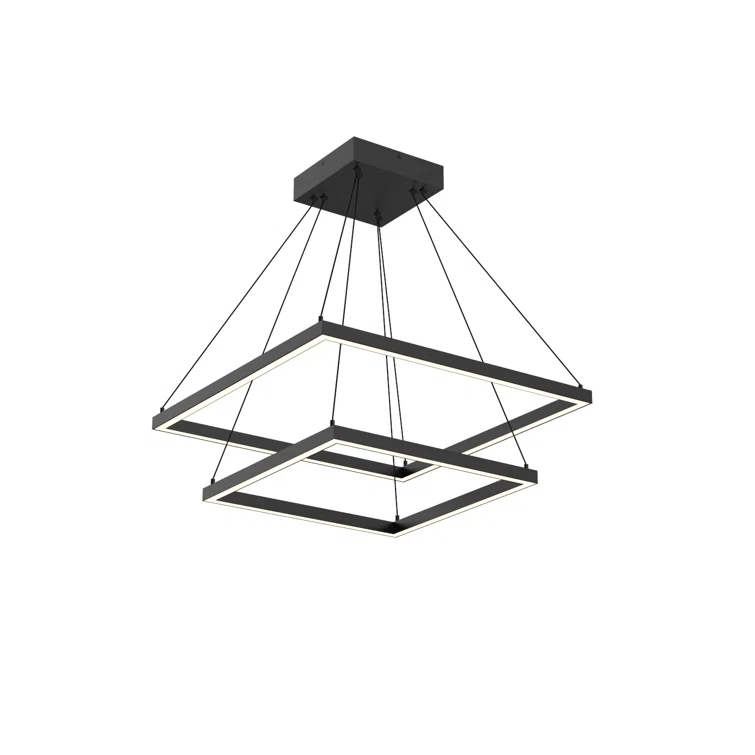 Piazza Black Rectilinear LED Chandelier with Opal Diffuser
