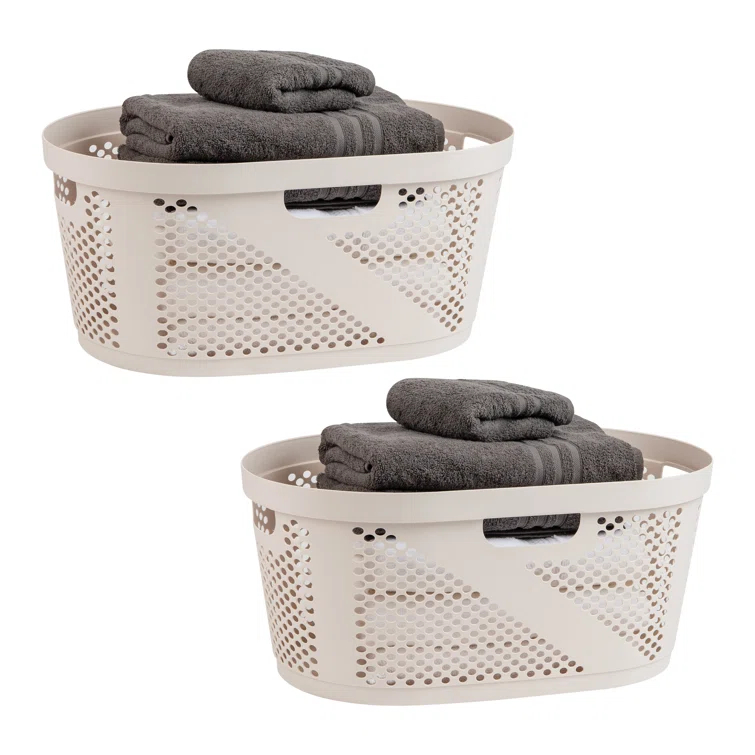 Mind Reader Mind Reader 40L Laundry Basket, Clothes Hamper, Ventilated, Plastic, 23"L x 14.5"W x 10.5"H, 2 Pack (Set of 2)