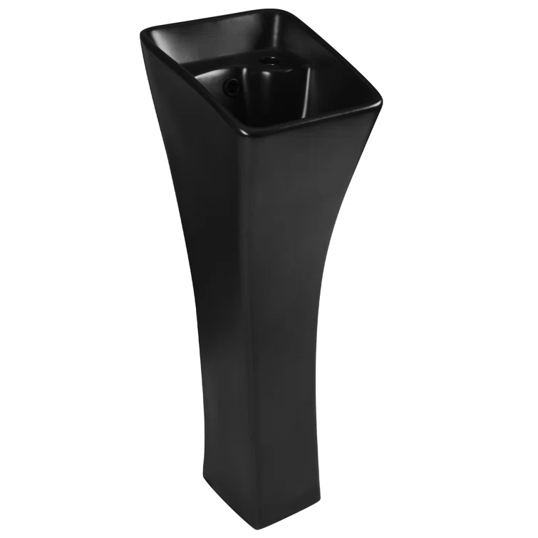 Deervalley Small Pedestal Bathroom Sink 11"L X 13"W X 35"H Ceramic One Piece Bath Sink With Overflow