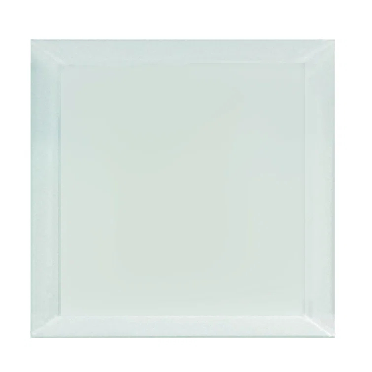 Frosted Elegance 8 in. x 8 in. Diamond Grade Glass Beveled Large Format Square Decorative Kitchen & Bathroom Wall Tile