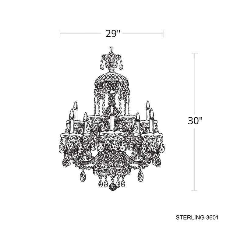 Sterling 12 - Light Glass Classic / Traditional Chandelier