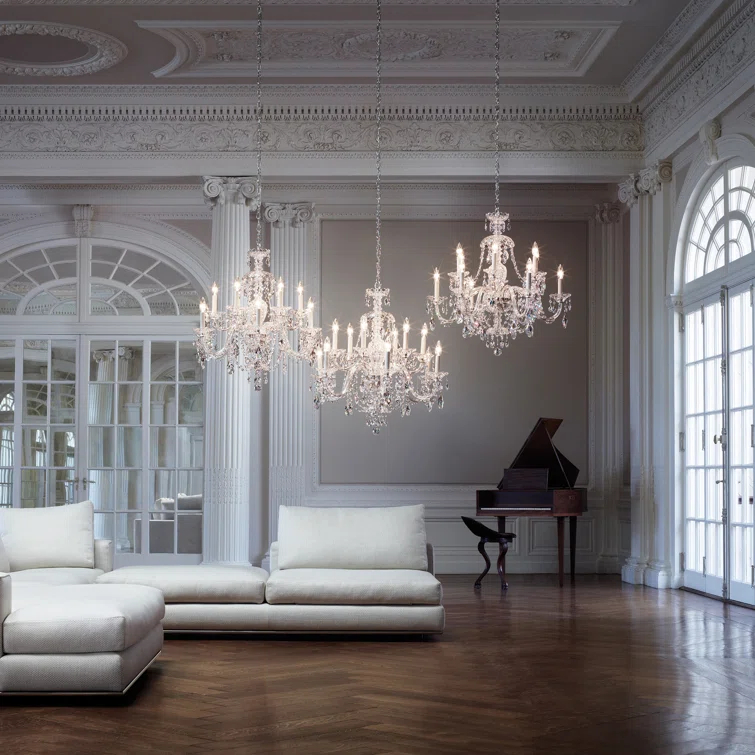 Sterling 12 - Light Glass Classic / Traditional Chandelier