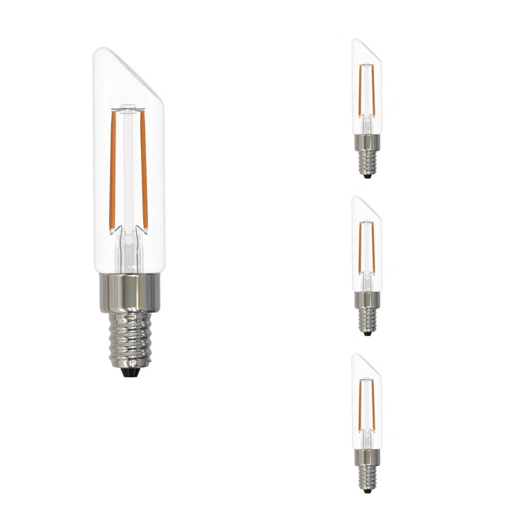 LED Filament Pack of (4) 4.5 Watt Dimmable T6SL Light Bulbs with Candelabra (E12) Base