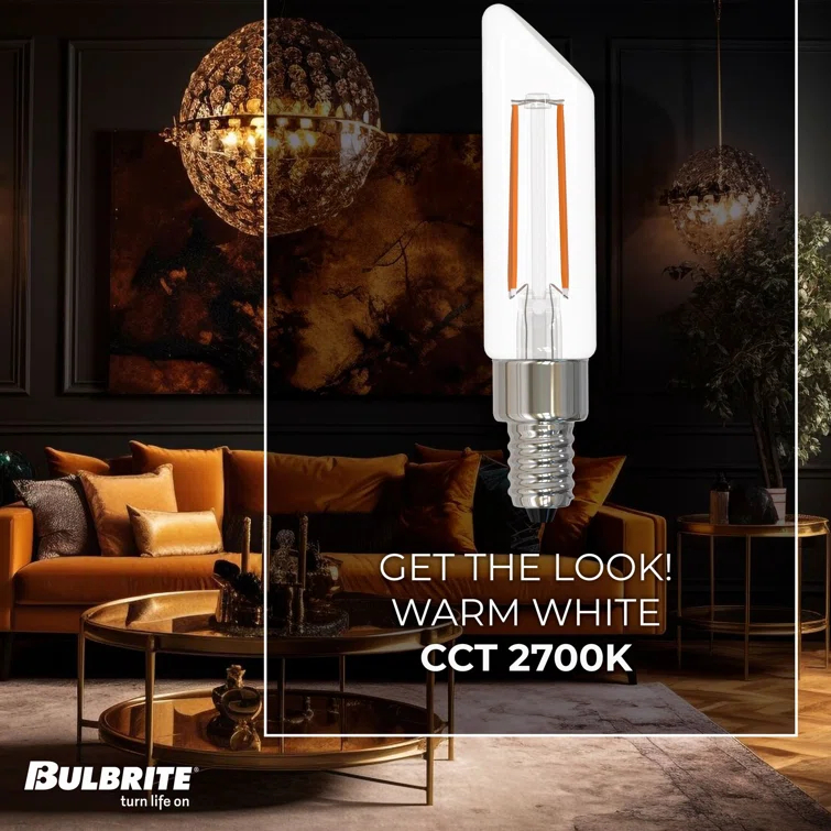 LED Filament Pack of (4) 4.5 Watt Dimmable T6SL Light Bulbs with Candelabra (E12) Base