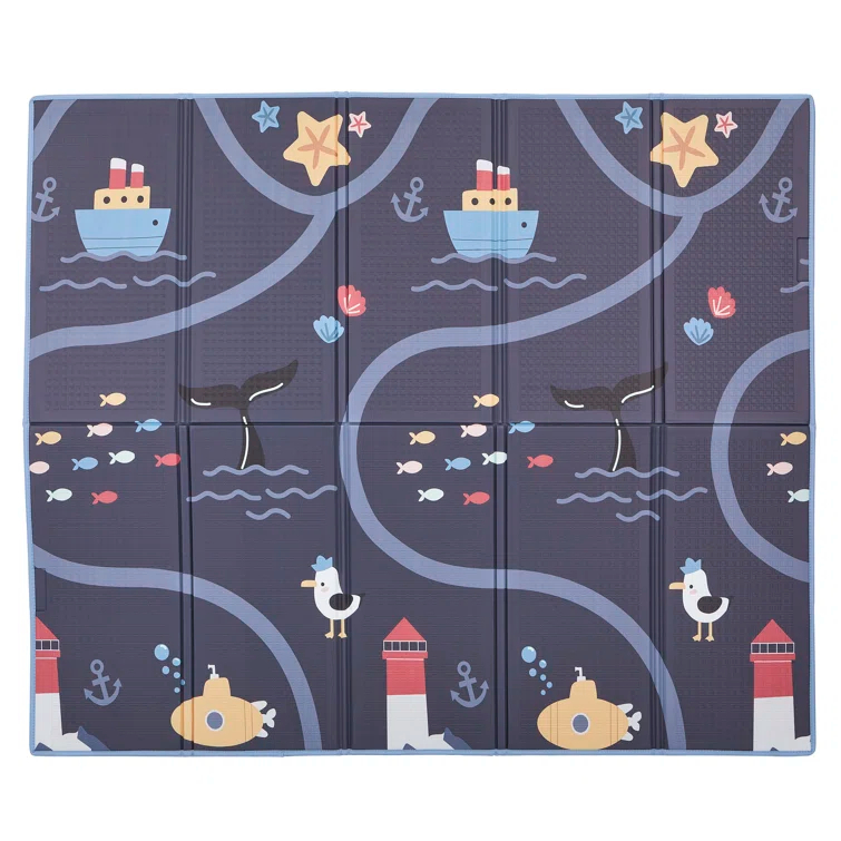 Evolur Cozycush Reversible Non-toxic Baby Kids Playmat|| Foldable Large Thick Foam Crawling Playmats For Toddlers|waterproof Portable Playmat For Babies | Yoga/picnic/game Mat|indoor/outdoor