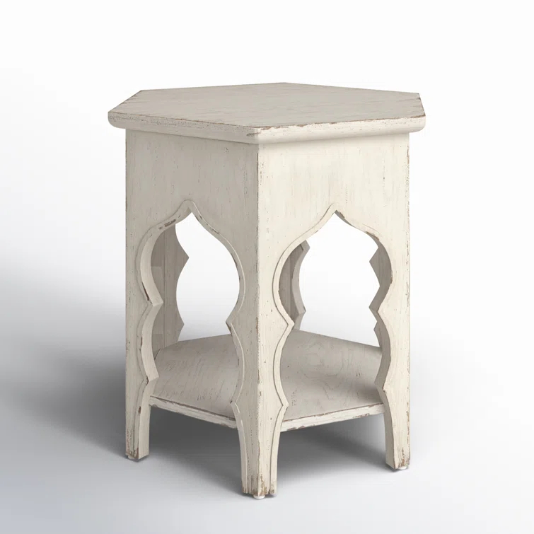 Rustic White Oak Veneer Round End Table
