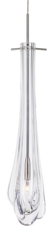 Dew Drop Satin Nickel Clear Glass LED Pendant Light