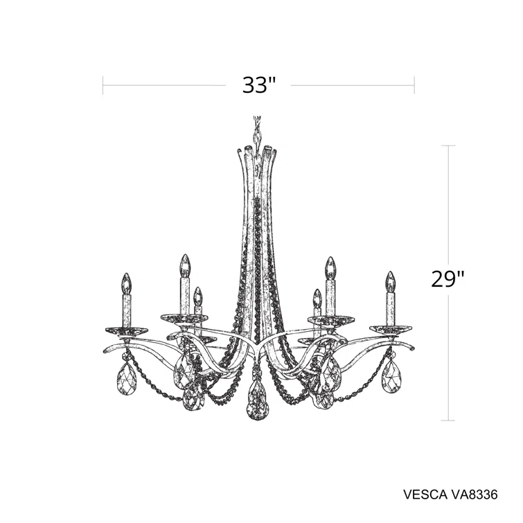 Vesca 6 - Light Dimmable Classic / Traditional Chandelier