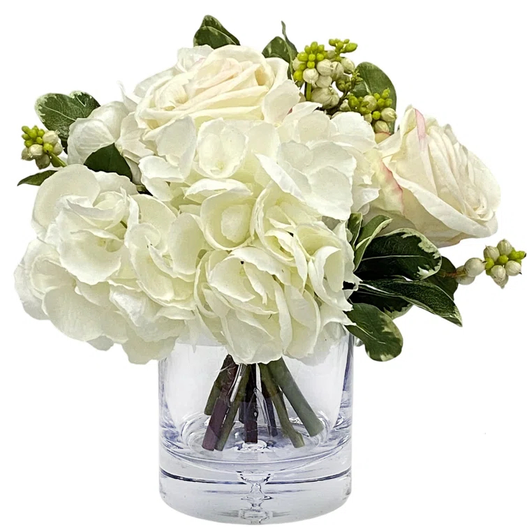 Winward Home HYDRANGEA ROSE IN VASE | Wayfair