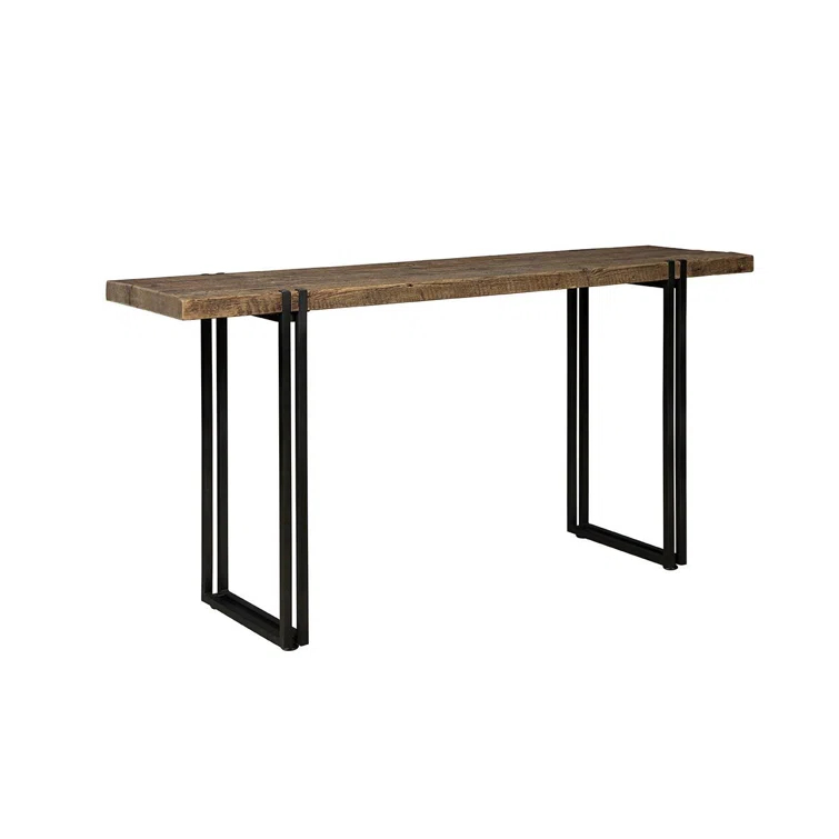 Sherwood Brown Solid Wood Console Table with Black Metal Legs