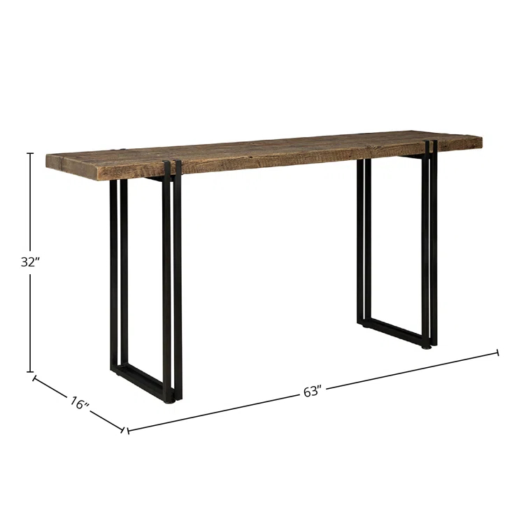 Sherwood Brown Solid Wood Console Table with Black Metal Legs