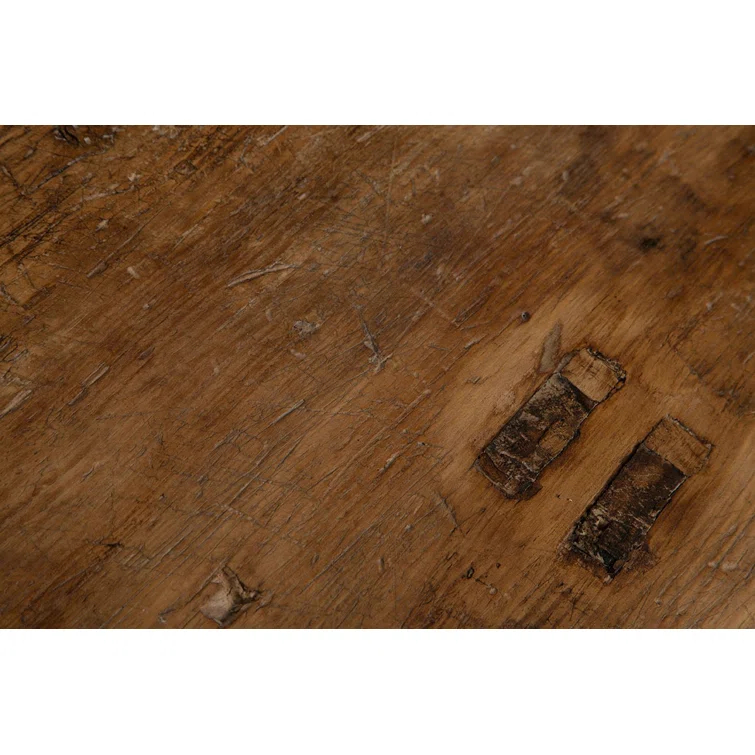 Large Brown Elm Solid Wood Rectangular Console Table