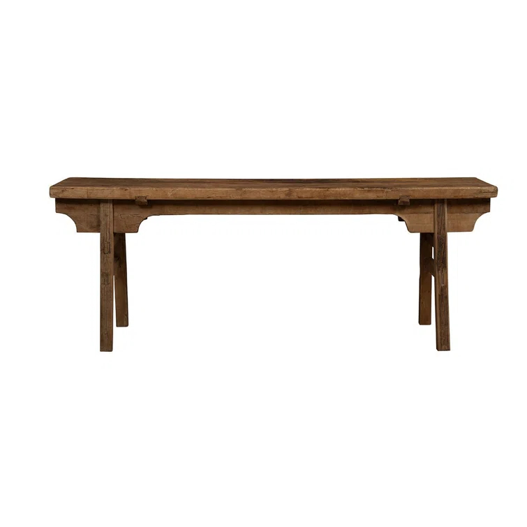 Large Brown Elm Solid Wood Rectangular Console Table