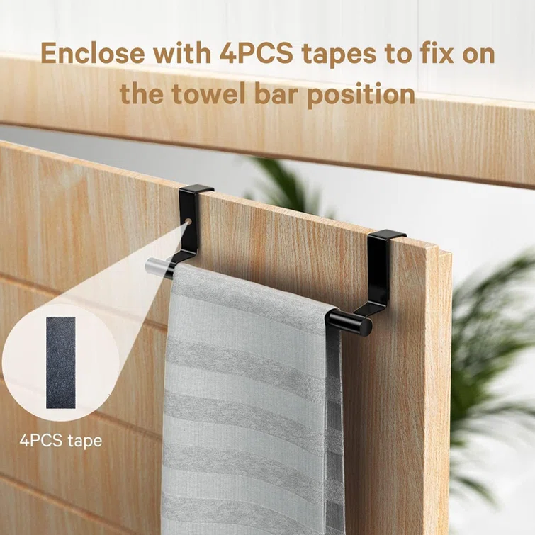 Stainless Steel Over Door Towel Rack Bar Holders for Universal Fit on Over Cabinet Cupboard Doors