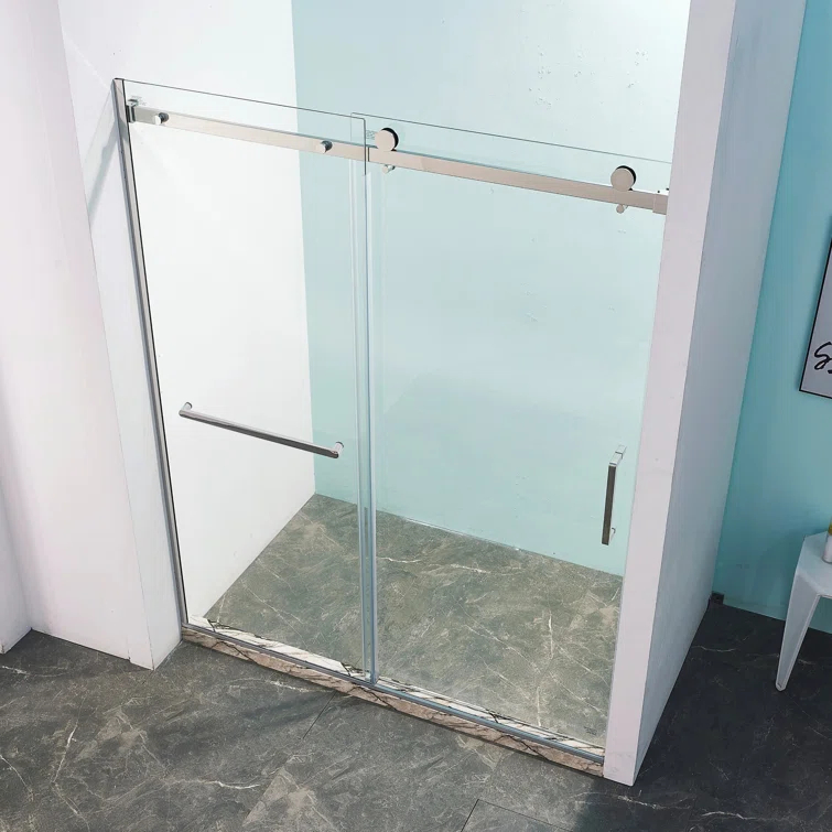 56"-60 ‘W x 75’ Aluminum Framed Single Slide Design Shower Door