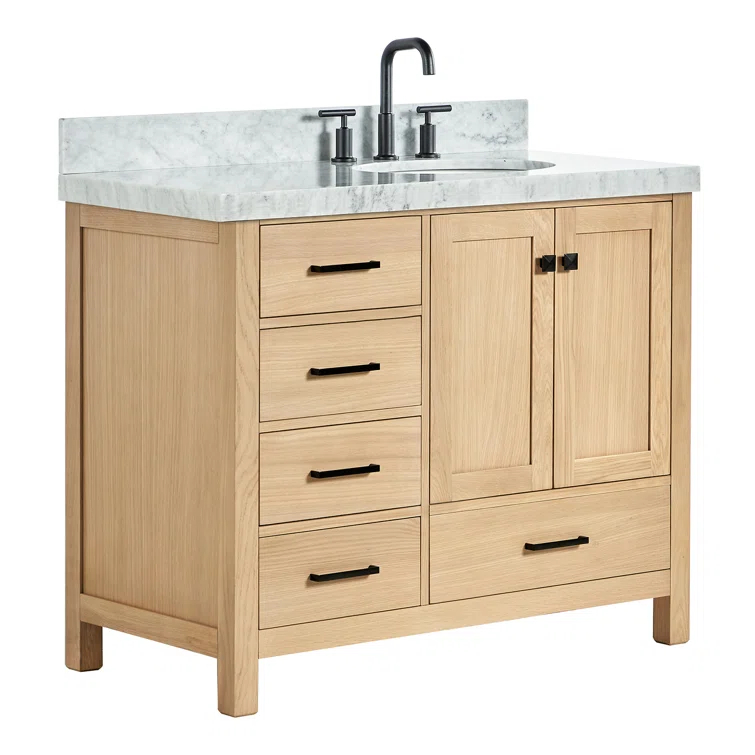Ariel Bath Cambridge Single Bathroom Vanity with Carrara Marble Top