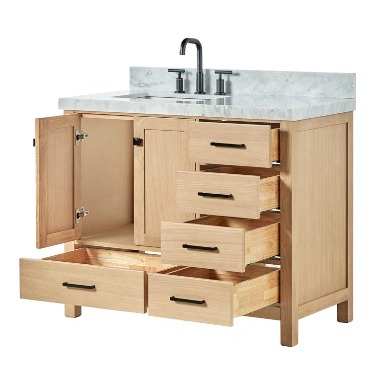 Cambridge 42'' Single Bathroom Vanity with Carrara Marble Top