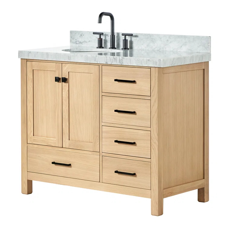 Cambridge 42'' Single Bathroom Vanity with Carrara Marble Top