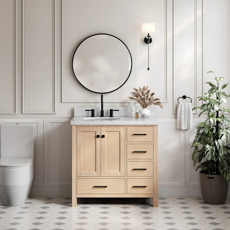Ariel A037s-R-Bc Cambridge 36" Single Free Standing Wood Vanity Cabinet Only - Blue