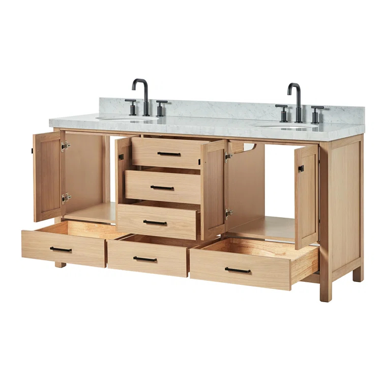 Cambridge 72'' Double Bathroom Vanity with Carrara Marble Top