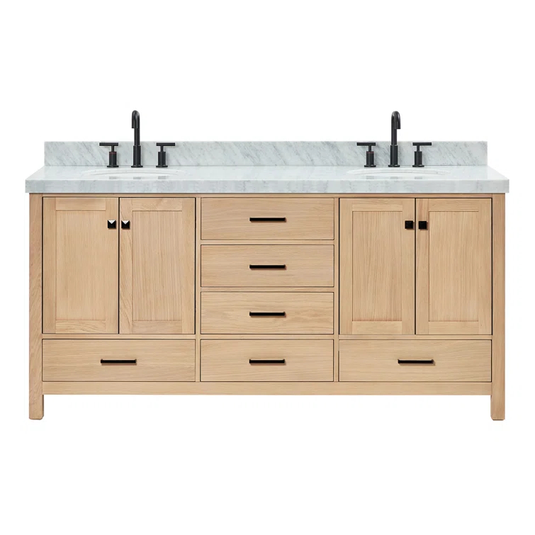 Cambridge 72'' Double Bathroom Vanity with Carrara Marble Top