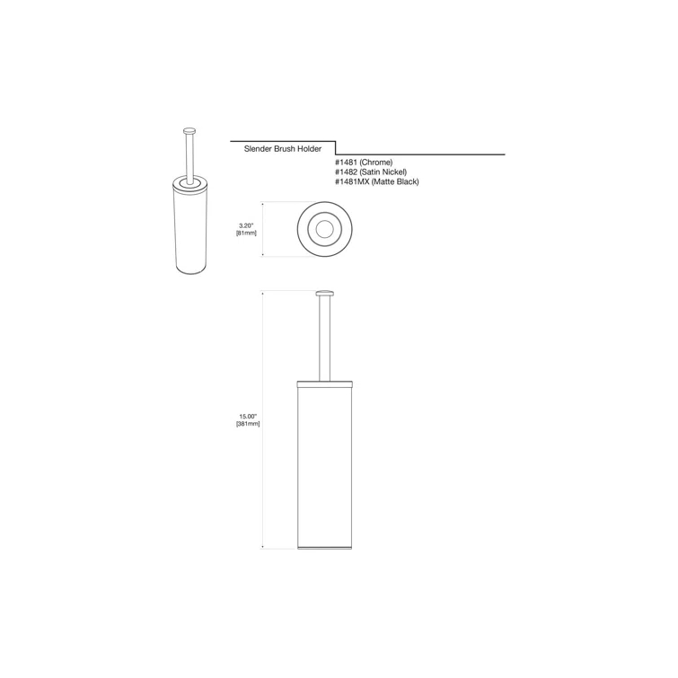 Latitude II 15"H Toilet Brush and Stainless Steel Holder