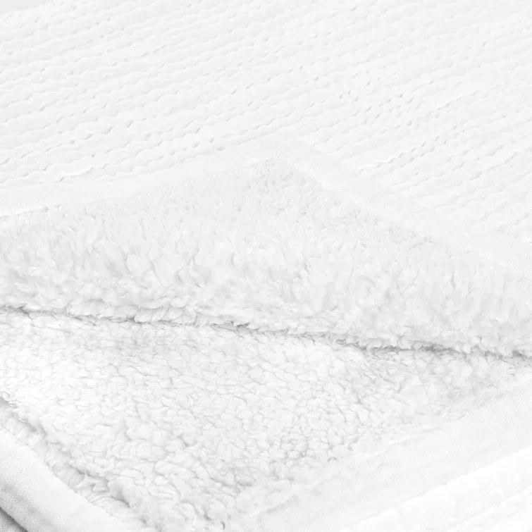 White Sherpa Cotton Linen Blend Weighted Throw Blanket
