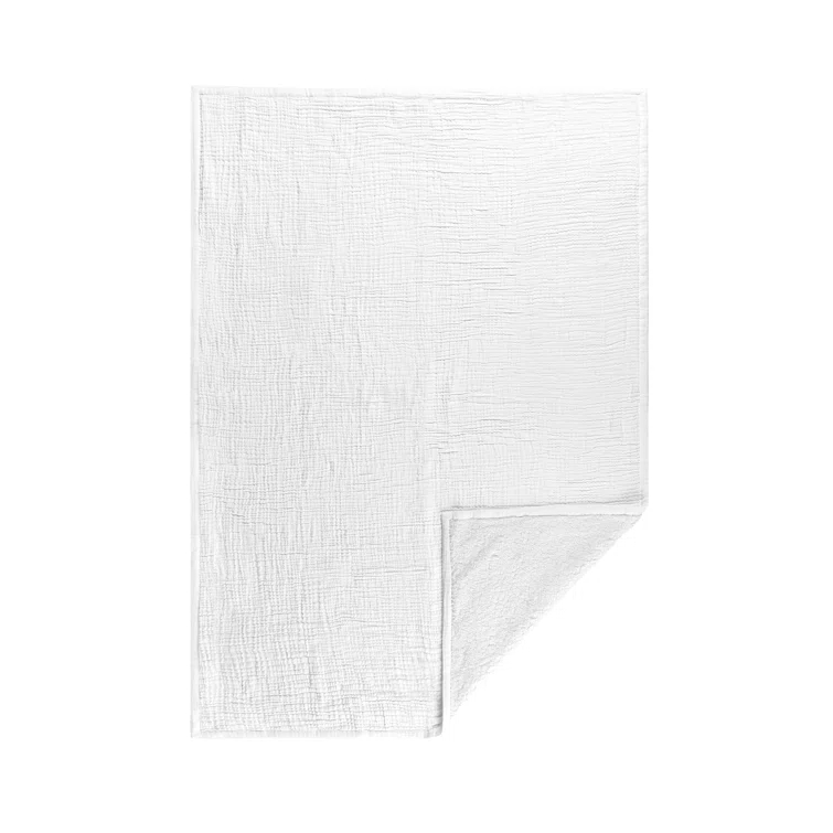 White Sherpa Cotton Linen Blend Weighted Throw Blanket