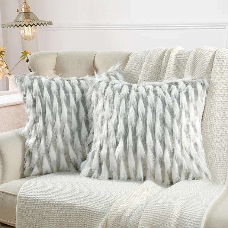 Feathery 20" Throw Pillow Cover (Set of 2)