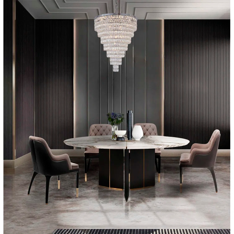 Elegant Chrome 32" Crystal Raindrop 27-Light Chandelier