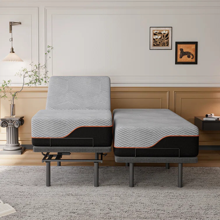 E3100 Zero Gravity Adjustable Bed, Massage, Wireless Remote & App Control, 14'' Ultra-Plush Black Mattress Included