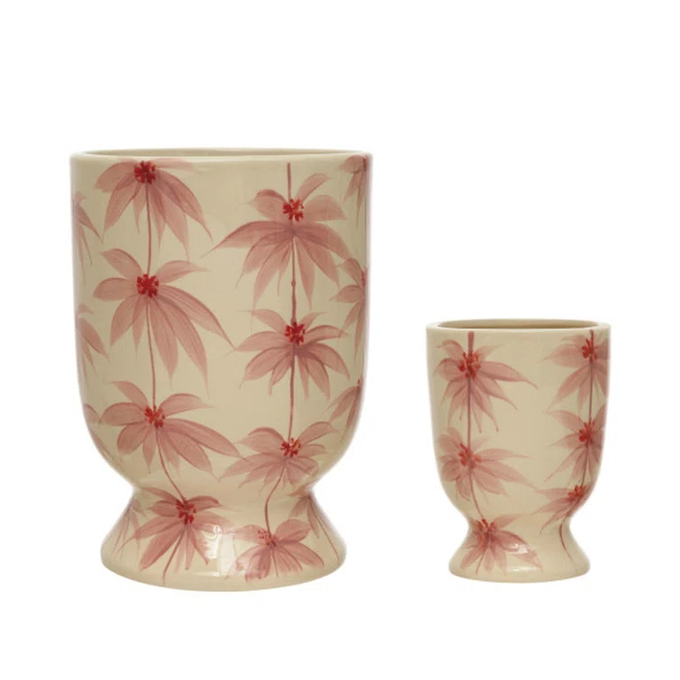 Creative Co-Op Round Stoneware Footed Planter