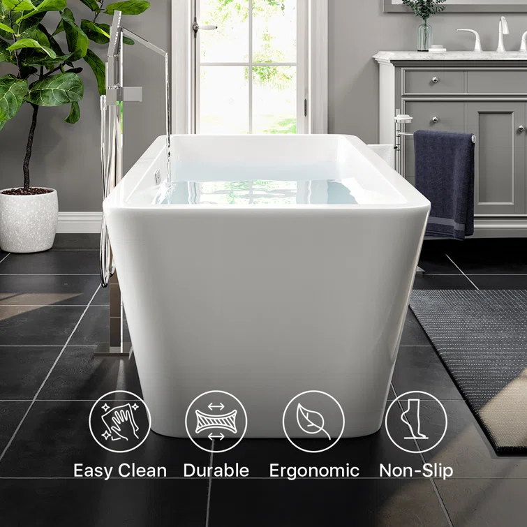 59'' x 32'' Freestanding Soaking Acrylic Bathtub