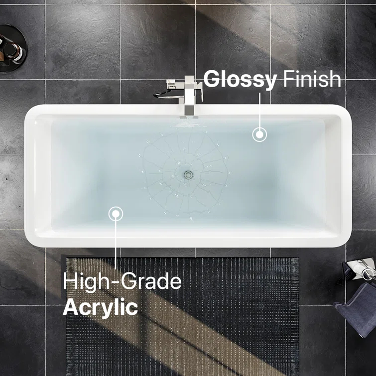 59'' x 32'' Freestanding Soaking Acrylic Bathtub